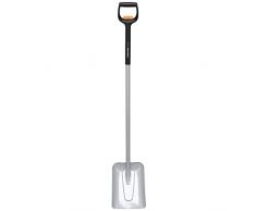 Fiskars Badile Telescopico per Sollevare e Spostare Neve e Altri Materiali, Lunghezza: 121 - 140 cm, Lama in Resistente Acciaio al Boro, Nero/Arancione, Xact, 1066734