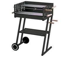 HOMEGARDEN Barbecue a Legna Struttura in Acciaio con Ripiano Portaoggetti