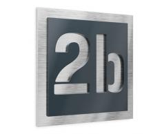 Graviers Design Numero civico personalizzabile in vetro acrilico + acciaio inox V2A 120 x 120 mm Antracite, Resistente alle intemperie, Antiruggine, Targa per porta d’ingresso, Made in Germany