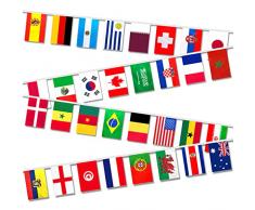 Bandierine Piccole del Mondo.Ghirlanda di Bandiera del 32 Paesi.Bandiere Piccole di 10m per Giochi Olimpici,Scuola,Giardino,Bar,Ristorante,Scuola Materna,Asilo(1 Set/Medio）