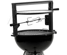 BBQ-Toro Griglia mobile per barbecue con spiedo e griglia per barbecue sferico, set con 2 aghi per carne, griglia regolabile in altezza, motore per campeggio, attività allaperto, cucina
