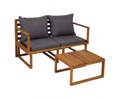 greemotion Set Balcone Giardino Esterno Tavolo e 2 sedie in Legno di Acacia FSC® 100% Dijon, con Cuscini, ca. 170 x 74 x 66 cm, Colore Legno/Antracite