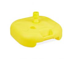 Relaxdays Base per Ombrellone, da Riempire con Acqua o Sabbia, per Aste D: 25-32mm, Supporto in Plastica,43x43 cm,Giallo