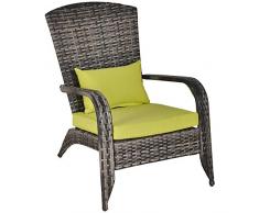 Outsunny Sedia da Giardino in Rattan, Poltrona da Esterno a Adirondack con Braccioli e Cuscini Imbottiti, Grigia, 65x86x90cm