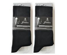 Fontana Calze, 12 paia di calze LUNGHE in puro cotone Filo di Scozia elasticizzate, confortevoli e rinforzate su punta e tallone. Prodotto Italiano. NERO - TG 12,5/13(45/48)