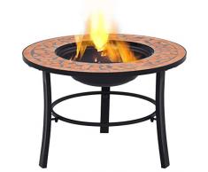 Tidyard Braciere da Giardino con Mosaico in Ceramica 68 cm,Griglia per Barbecue,Barbeque Giardino,Barbecue Balcone,Braciere da Esterno