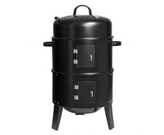 WOLTU CPZ8137sz Barbecue Affumicatore BBQ Grill Smoker Griglia a Carbone Tondo per Campeggio, Nero