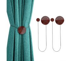 Lewondr Fermatenda Magnetico, 2 Pezzi Raccogli Tenda con Calamita, Fibbia per Fermatende in Resina, Fermatenda Decorativa per Casa Ufficio Cafe Balcone, Rosso