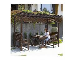 WANGQW Gazebo allaperto per Giardino Domestico o Affari, Gazebos per Patio, Padella Duva in Legno Cortile allaperto Padiglione in Legno anticorrosivo con tavolino Creativo