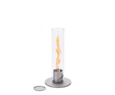 höfats - Spin 90 Grigio - Camino etanolo da tavolo per interni ed esterni - Mini camino bioetanolo, lanterna, torcia da giardino e camino a bioetanolo in acciaio inox