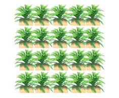 PRETYZOOM 20Pcs Piante in Plastica Artificiale Piante in Miniatura Simulazione Erba Arbusto Verde Erba con Base per Accessorio Decorazione Hawaiana Luau Party