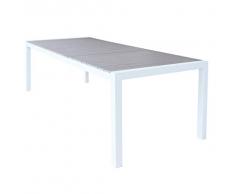Milani Home s.r.l.s. Tavolo Rettangolare Allungabile in Alluminio da Esterno Giardino, per Ristorante Albergo di Design, Cm 162/242x100x74 H Colore Bianco