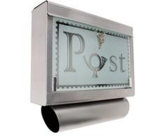 TecTake Cassetta per la posta postale con cilindro porta giornali in acciaio inox