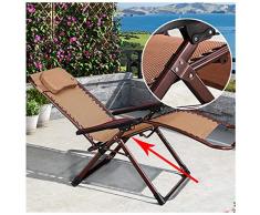 Regolabile in Rattan gravità Zero Sedia, Outdoor Regolabile Pieghevole Lounge Chair con bracciolo, poggiatesta, Pieghevole Vimini Chaise reclinabile for Pool Patio Beach Yard, Brown