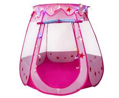 Becontrip Tenda per Bambini, Tenda Gioco Bambina Principessa con Borsa Tote e Fata Luci, Tenda Portatile con Sistema Pop-up per Cameretta,Interni ed Esterno Ideale per Regali per Bambini, 125x85cm