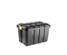 Tontarelli Box Porta-Attrezzi 79x52x52 lt130 Made in Italy Sistemazione, Nero/Ambra