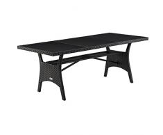 CASARIA Tavolo da Giardino in Polyrattan & WPC con Ripiano 190x90x74cm Altezza Regolabile Outdoor