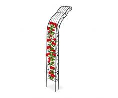 Relaxdays Arco Semicircolare per Rose, Montaggio a Parete, Decorato, per Rampicanti, Ferro, HLP 256 x 39 x 72 cm, Nero