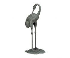 Relaxdays 10022962_469 Statua da Giardino a Gru Resistente Ghisa da Interno Esterno Scultura Decorativa HxLxP 72 x 32 x 22 cm Verde