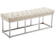 CLP Panca Design Chesterfield Amun in Acciaio Inox I Panchina Imbottita Trapuntata in Similpelle I Panca Ingresso Corridoio, Colore:Crema, Dimensione:120 cm