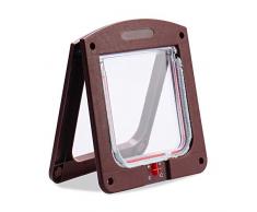 PETCUTE Gattaiola per Gatti Porta gattaiola per Vetro Muro Porta per Cani Animali Domestici Basculante 4 Vie Blocco per Gatti