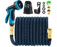 Tubo Estensibile da Giardino 15 metri, Canna Acqua Giardino Tubo Acqua Giardino con 10 Modalità Pistola, Connettori da 3/4 e 1/2, Tubo Flessibile Giardino per Lavaggio Auto, Irrigazione Giardino