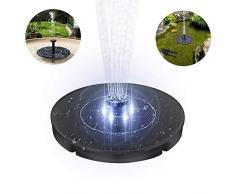 Fontana a zampillo a energia solare, 2,4 W, con luce LED ad alimentazione solare, pompa impermeabile per laghetto per uccelli, laghetti, piscine, patio, prato e decorazione da giardino (LED rotondi)