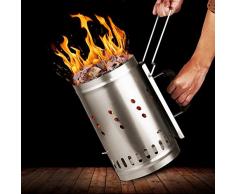 INTEY Ciminiera di Accensione - Barbecue Ciminiera Pannello Isolante Impugnatura, Barbecue di Sicurezza, per Balcone, Picnic All'aperto