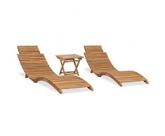 vidaXL Set Salotto da Giardino 3 pz Pieghevole in Massello di Teak