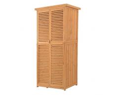 Outsunny Casetta in Legno da Giardino con Tetto Impermeabile, Armadio da Esterno Porta Attrezzi da Giardino con 4 Scompartimenti, 87x46.5x160cm