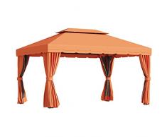 Outsunny Gazebo di Lusso Tendone da Giardino con Tettoia Idrorepellente 3.9x2.9m