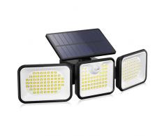 OUSFOT Luci Solari Esterno 180 LED Lampade Solari 1500LM Angolo di illuminazione fino a 270° Faretti Solari a Led 3 Sensore di Movimento impermeabile per giardino, garage, strada, terrazza (1 unità)