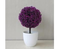 Flikool Creativo Fiore Artificiale con Pot Sakura Fiori Artificiali per Interno Simulazione Pianta Artificiale con Vaso Piante Artificiali Finte Faux Bonsai Artificiale Ornamenti Decorazioni per la Casa Soggiorno Ufficio Bar Balcone Tavolo - Viola