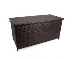 Park Alley Baule Esterno da Giardino con Intreccio in Rattan | Cassapanca con Ruote e Fodera Rimovibile, Trasportabile e Resistente - Marrone
