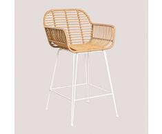 SKLUM Sgabello Alto in Rattan Sintetico Eska Bianco ↑65 cm
