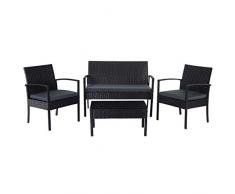 Mendler Salottino da Esterno Giardino HWC-D98 polyrattan Antracite con Cuscini Grigio Scuro