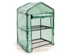 Relaxdays Serra Vivaio per Giardinaggio, 2 Ripiani, HLP 90x70x50 cm, Accessorio Giardinaggio sul Balcone, Verde