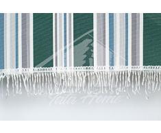 Tenda da Sole con Kit Ganci e Anelli in Tessuto Multirighe Resistente da Esterno o Balcone Misura cm 140x300 Dis.4 Colore Verde