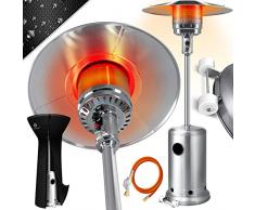KESSER® Stufa radiante a Gas Riscaldatore a Fungo per terrazzo, Radiatore per terrazzo, Stufa radiante a Gas da 14 kW, Riscaldatore radiante, Stufa, incl. Copertura prossoettiva, dArgento