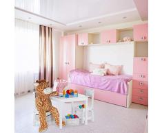 Relaxdays Tavolino Set 2 Sedie, da Interno, con 2 Contenitori Portaoggetti, Robusto Mobile per Bambini, Legno MDF,Bianco, 53 x 60 x 60 cm