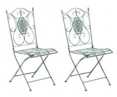 CLP Set di 2 sedie da giardino in ferro Sibell I Sedie pieghevoli con nobili ornamenti, Colore:antico-verde