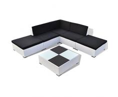 Anself Set mobili da Giardino in polirattan Bianco 15 pz