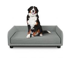 DESHOME - Cuccia cane interno taglia media, Divano Letto per cani sfoderabile in tessuto Idrorepellente, resistente, antibatterico | Cucce per cani 90x70x28 cm Grigio