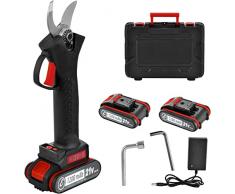 Forbici Per Potatura Elettriche Cesoie A Batteria Troncarami 30 mm Giardinaggio Fai Da Te, 2 Batterie, Caricatore, Valigetta Per Trasporto Strumento Per Ulivi Alberi Da Frutta 600 w Nero