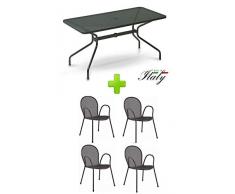 EMU Tavolo per Esterno Cambi 120 x 80 CM Art. 807 Marchio 4 POLTRONE Ronda in Ferro ZINCATO E Verniciato A POLVERI - Colore Ferro Antico - Made in Italy