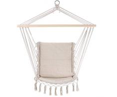 Detex Sedia Sospesa Giardino 150kg Traspirante Poltrona Pensile Cotone Intrecciato Esterno Crema