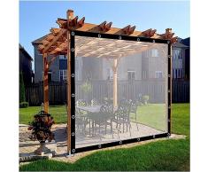 Telone impermeabile con occhielli, 0,35 mm, in PVC, nero, trasparente, per serra, gazebo, veranda, copertura in plastica per giardino, balcone, trasparente, 6,56 x 11,48 piedi