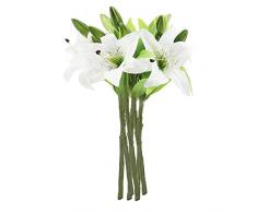 YPLonon 6Pz Fiore Artificiale del Giglio in Lattice 36cm Bouquet Fiori Artificiali Bianchi con 3 Boccioli Realistico Mazzo di Fiori Finti a Domicilio per Graves Nozze Matrimonio