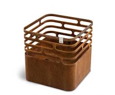höfats - Cesto di Fuoco Cube - Come caminetto, griglia, Sgabello e Tavolo - per Giardino e terrazza - Acciaio corten - Look griglia.