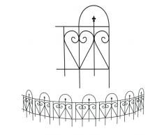 Poshions Recinzione da giardino, set completo di 14 recinzione giardino metallo, Recinzione per giardino, recinzione a griglia 45x60 cm Fiore nero
